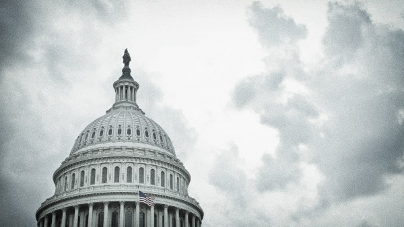 Textured image of the United States Capitol dome on a cloudy day